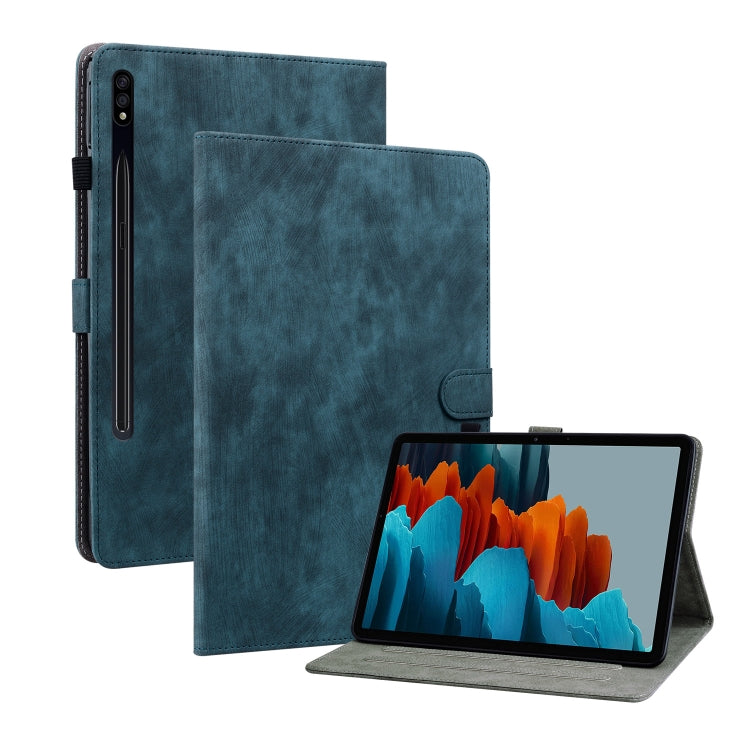 For Samsung Galaxy Tab S7+/Tab S8+ Tiger Pattern Flip Leather Tablet Case(Dark Blue) by buy2fix