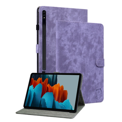 For Samsung Galaxy Tab S9 Tiger Pattern Flip Leather Tablet Case(Purple) - Galaxy Tab S9 Cases by buy2fix | Online Shopping UK | buy2fix