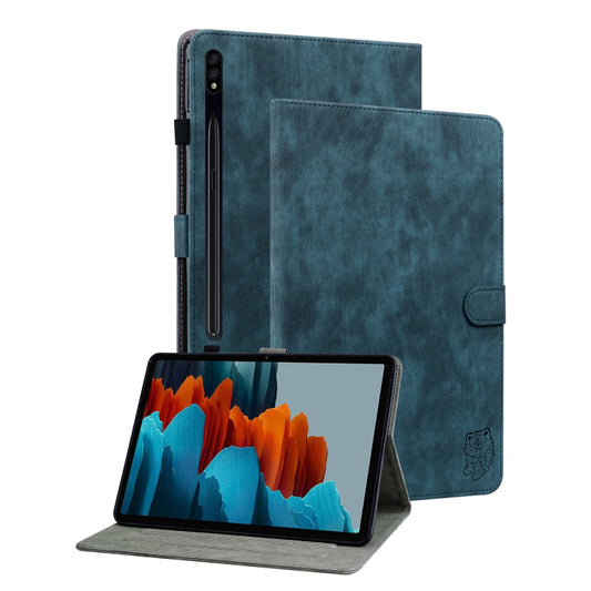 For Samsung Galaxy Tab S9+ Tiger Pattern Flip Leather Tablet Case(Dark Blue) - Galaxy Tab S9+ Cases by buy2fix | Online Shopping UK | buy2fix