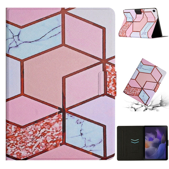 For Samsung Galaxy Tab A8 Marble Pattern Smart Leather Tablet Case(Splicing Marble)