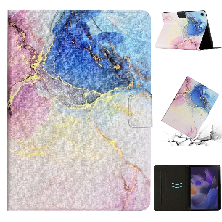 For Samsung Galaxy Tab A8 Marble Pattern Smart Leather Tablet Case(Pink Blue) by buy2fix