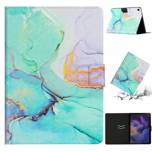 For Samsung Galaxy Tab A8 Marble Pattern Smart Leather Tablet Case(Green) by buy2fix