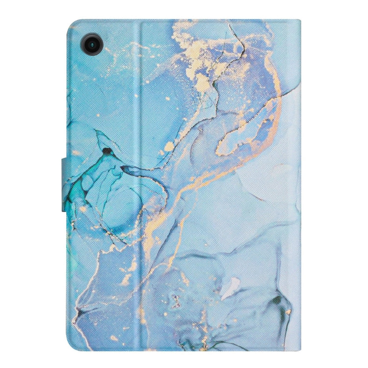For Samsung Galaxy Tab A8 Marble Pattern Smart Leather Tablet Case(Blue) by buy2fix