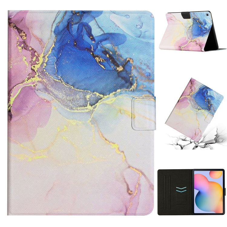 For Samsung Galaxy Tab S6 Lite P610 Marble Pattern Smart Leather Tablet Case(Pink Blue) by buy2fix
