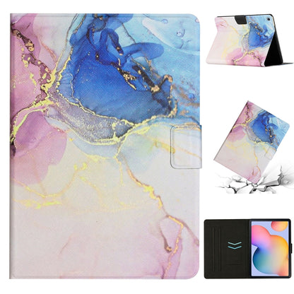 For Samsung Galaxy Tab S6 Lite P610 Marble Pattern Smart Leather Tablet Case(Pink Blue) by buy2fix