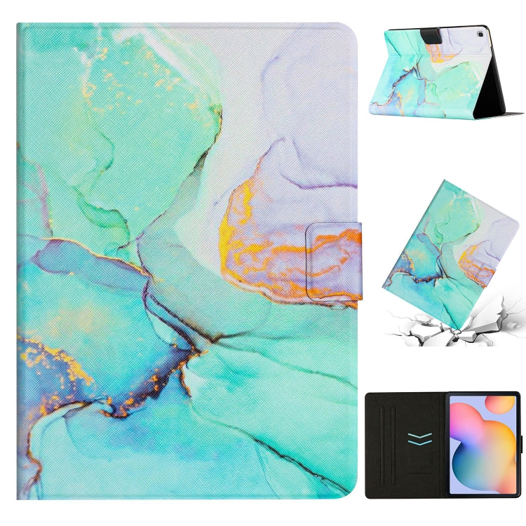For Samsung Galaxy Tab S6 Lite P610 Marble Pattern Smart Leather Tablet Case(Green) by buy2fix
