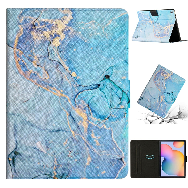 For Samsung Galaxy Tab S6 Lite P610 Marble Pattern Smart Leather Tablet Case(Blue) by buy2fix