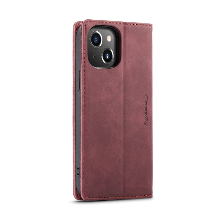 For iPhone 14 CaseMe-013 Multifunctional Retro Frosted Leather Phone Case (Wine Red) - iPhone 14 Cases by CaseMe | Online Shopping UK | buy2fix