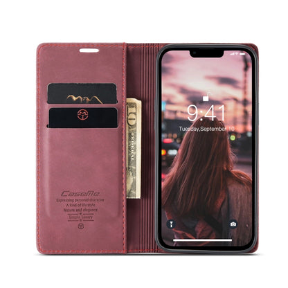 For iPhone 14 CaseMe-013 Multifunctional Retro Frosted Leather Phone Case (Wine Red) - iPhone 14 Cases by CaseMe | Online Shopping UK | buy2fix