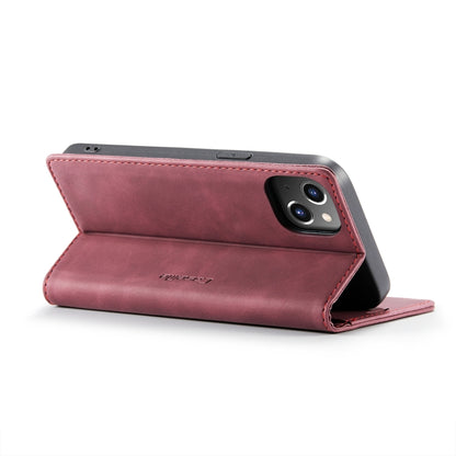 For iPhone 14 CaseMe-013 Multifunctional Retro Frosted Leather Phone Case (Wine Red) - iPhone 14 Cases by CaseMe | Online Shopping UK | buy2fix