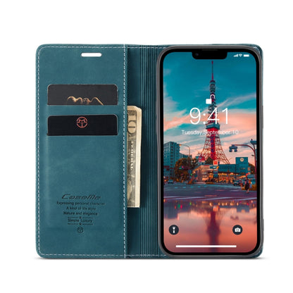 For iPhone 14 CaseMe-013 Multifunctional Retro Frosted Leather Phone Case (Blue) - iPhone 14 Cases by CaseMe | Online Shopping UK | buy2fix