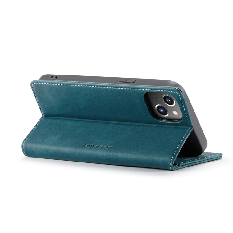 For iPhone 14 CaseMe-013 Multifunctional Retro Frosted Leather Phone Case (Blue) - iPhone 14 Cases by CaseMe | Online Shopping UK | buy2fix