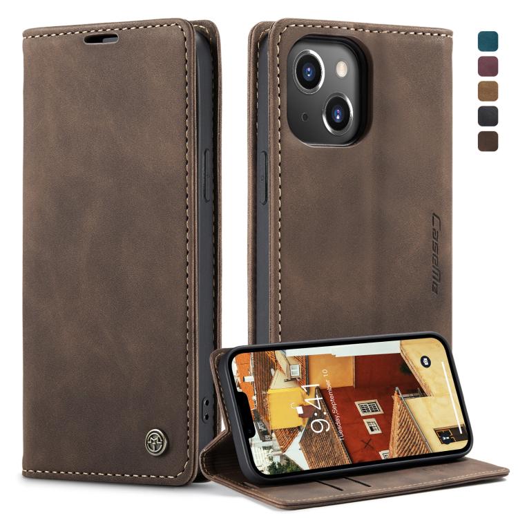 For iPhone 14 CaseMe-013 Multifunctional Retro Frosted Leather Phone Case (Coffee) - iPhone 14 Cases by CaseMe | Online Shopping UK | buy2fix