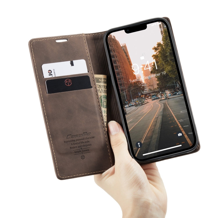 For iPhone 14 CaseMe-013 Multifunctional Retro Frosted Leather Phone Case (Coffee) - iPhone 14 Cases by CaseMe | Online Shopping UK | buy2fix