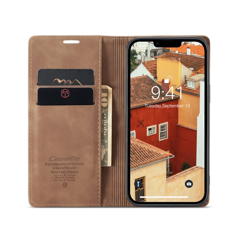 For iPhone 14 Plus CaseMe-013 Multifunctional Retro Frosted Leather Phone Case (Brown) - iPhone 14 Plus Cases by CaseMe | Online Shopping UK | buy2fix