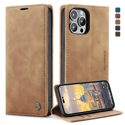 For iPhone 14 Pro CaseMe-013 Multifunctional Retro Frosted Leather Phone Case(Brown) - iPhone 14 Pro Cases by CaseMe | Online Shopping UK | buy2fix