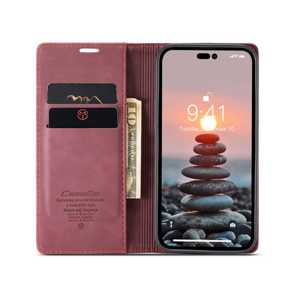 For iPhone 14 Pro CaseMe-013 Multifunctional Retro Frosted Leather Phone Case(Wine Red) - iPhone 14 Pro Cases by CaseMe | Online Shopping UK | buy2fix