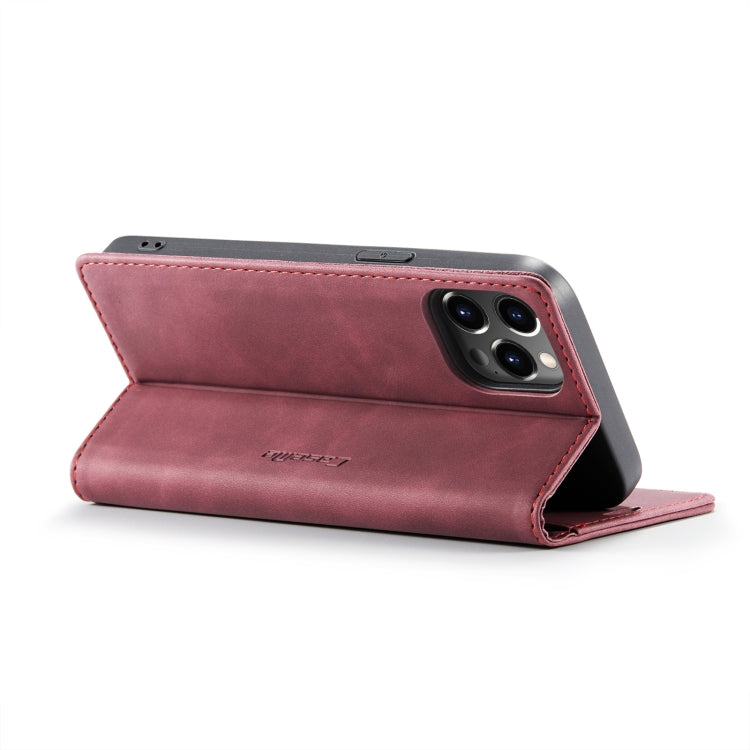 For iPhone 14 Pro CaseMe-013 Multifunctional Retro Frosted Leather Phone Case(Wine Red) - iPhone 14 Pro Cases by CaseMe | Online Shopping UK | buy2fix