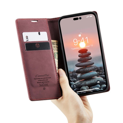 For iPhone 14 Pro CaseMe-013 Multifunctional Retro Frosted Leather Phone Case(Wine Red) - iPhone 14 Pro Cases by CaseMe | Online Shopping UK | buy2fix