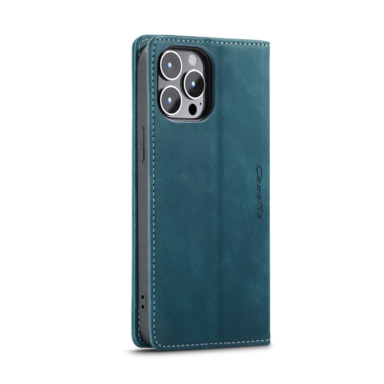 For iPhone 14 Pro CaseMe-013 Multifunctional Retro Frosted Leather Phone Case(Blue) - iPhone 14 Pro Cases by CaseMe | Online Shopping UK | buy2fix