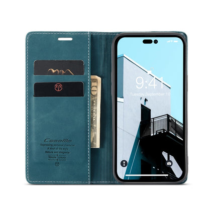 For iPhone 14 Pro CaseMe-013 Multifunctional Retro Frosted Leather Phone Case(Blue) - iPhone 14 Pro Cases by CaseMe | Online Shopping UK | buy2fix