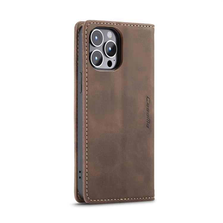 For iPhone 14 Pro CaseMe-013 Multifunctional Retro Frosted Leather Phone Case(Coffee) - iPhone 14 Pro Cases by CaseMe | Online Shopping UK | buy2fix
