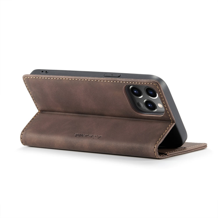 For iPhone 14 Pro CaseMe-013 Multifunctional Retro Frosted Leather Phone Case(Coffee) - iPhone 14 Pro Cases by CaseMe | Online Shopping UK | buy2fix