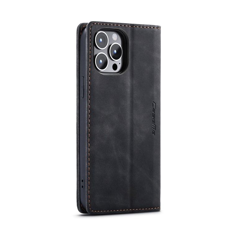 For iPhone 14 Pro Max CaseMe-013 Multifunctional Retro Frosted Leather Phone Case (Black) by CaseMe