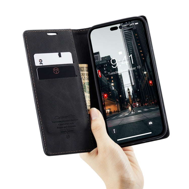 For iPhone 14 Pro Max CaseMe-013 Multifunctional Retro Frosted Leather Phone Case (Black) by CaseMe