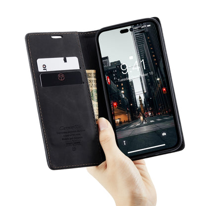 For iPhone 14 Pro Max CaseMe-013 Multifunctional Retro Frosted Leather Phone Case (Black) by CaseMe