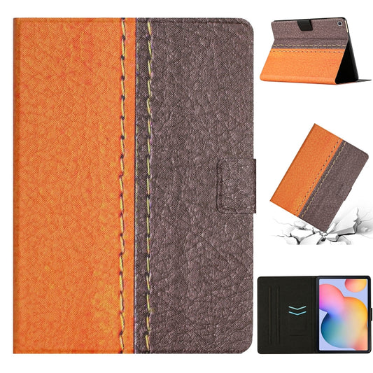 For Samsung Galaxy Tab A7 10.4 2020 T500 Stitching Solid Color Smart Leather Tablet Case(Orange) by buy2fix