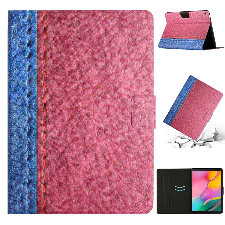 For Samsung Galaxy Tab A 10.1 2019 T510 Stitching Solid Color Smart Leather Tablet Case(Rose Red) by buy2fix