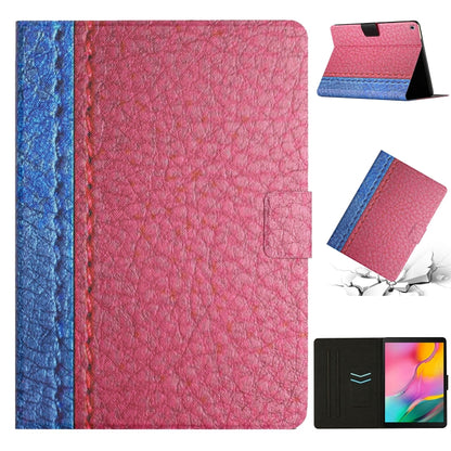 For Samsung Galaxy Tab A 10.1 2019 T510 Stitching Solid Color Smart Leather Tablet Case(Rose Red) by buy2fix