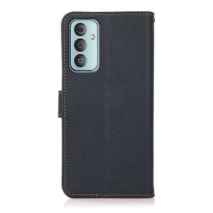 For Samsung Galaxy M13 4G KHAZNEH Custer Genuine Leather RFID Phone Case(Blue) - Galaxy Phone Cases by buy2fix | Online Shopping UK | buy2fix
