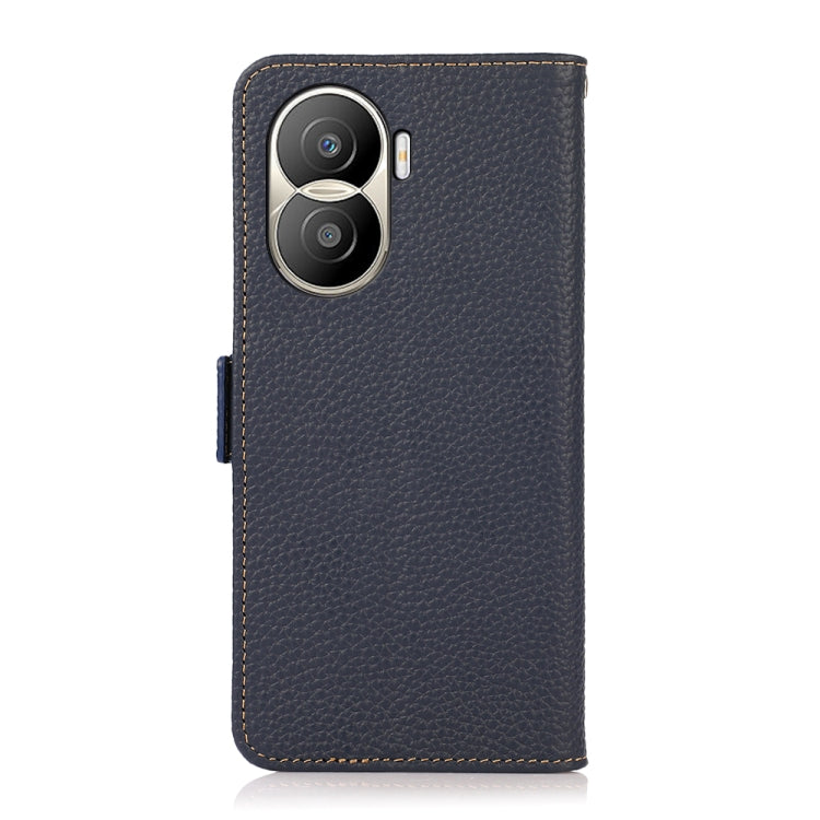 For Honor X40i KHAZNEH Side-Magnetic Litchi Texture Genuine Leather RFID Phone Case(Blue) - Honor Cases by buy2fix | Online Shopping UK | buy2fix