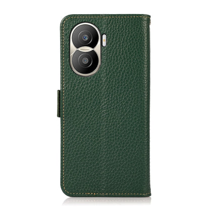 For Honor X40i KHAZNEH Side-Magnetic Litchi Texture Genuine Leather RFID Phone Case(Green) - Honor Cases by buy2fix | Online Shopping UK | buy2fix