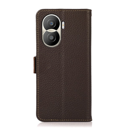 For Honor X40i KHAZNEH Side-Magnetic Litchi Texture Genuine Leather RFID Phone Case(Brown) - Honor Cases by buy2fix | Online Shopping UK | buy2fix