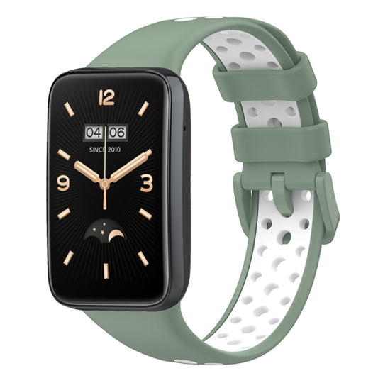 For Xiaomi Mi Band 7 Pro Breathable Sports TPU Watch Band(Green+White) - Watch Bands by buy2fix | Online Shopping UK | buy2fix