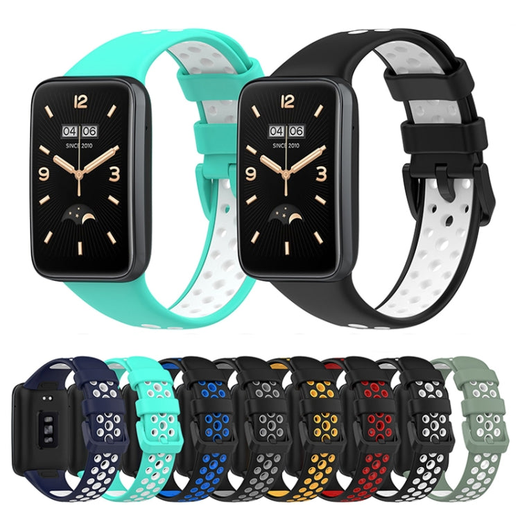For Xiaomi Mi Band 7 Pro Breathable Sports TPU Watch Band(Green+White) - Watch Bands by buy2fix | Online Shopping UK | buy2fix