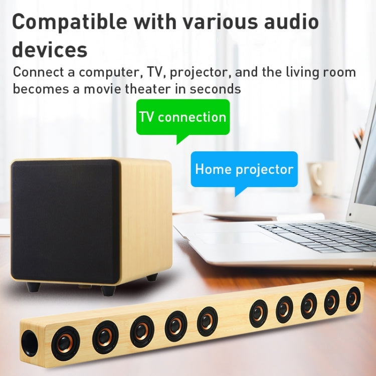 D90 Home Theater Audio Echo Wall Soundbar Subwoofer Audio(Brown) - Desktop Speaker by buy2fix | Online Shopping UK | buy2fix