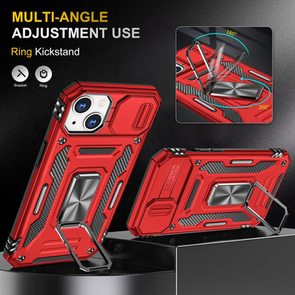 For iPhone 14 Armor PC + TPU Camera Shield Phone Case (Red) by buy2fix