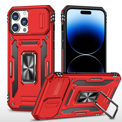 For iPhone 14 Pro Armor PC + TPU Camera Shield Phone Case(Red) by buy2fix
