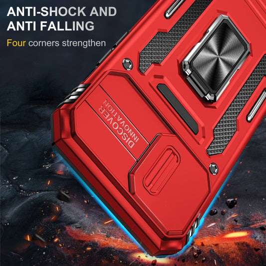 For iPhone 14 Pro Armor PC + TPU Camera Shield Phone Case(Red) by buy2fix