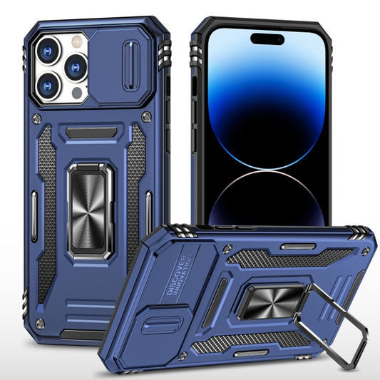 For iPhone 14 Pro Max Armor PC + TPU Camera Shield Phone Case (Navy Blue) by buy2fix