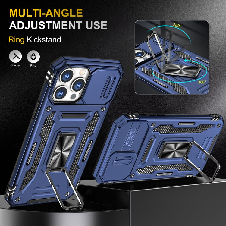 For iPhone 14 Pro Max Armor PC + TPU Camera Shield Phone Case (Navy Blue) by buy2fix