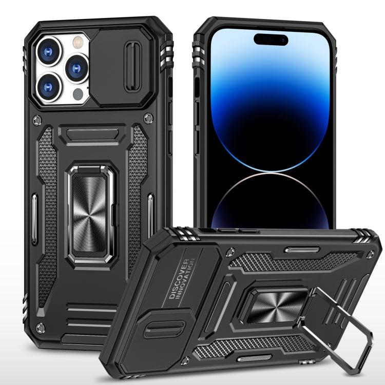 For iPhone 14 Pro Max Armor PC + TPU Camera Shield Phone Case (Black) by buy2fix