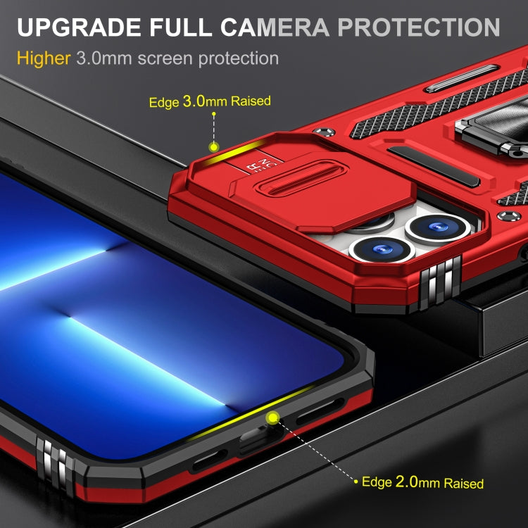 For iPhone 14 Pro Max Armor PC + TPU Camera Shield Phone Case (Red) by buy2fix