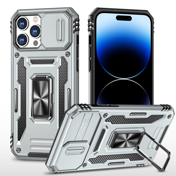 For iPhone 14 Pro Max Armor PC + TPU Camera Shield Phone Case (Grey) by buy2fix