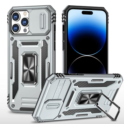 For iPhone 14 Pro Max Armor PC + TPU Camera Shield Phone Case (Grey) by buy2fix