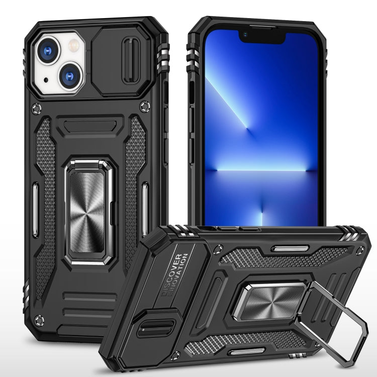 For iPhone 13 Armor PC + TPU Camera Shield Phone Case(Black) by buy2fix